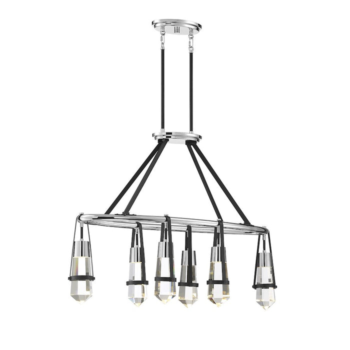 Savoy House Denali 6Lt LED Linear Chandelier, Black/ Chrome