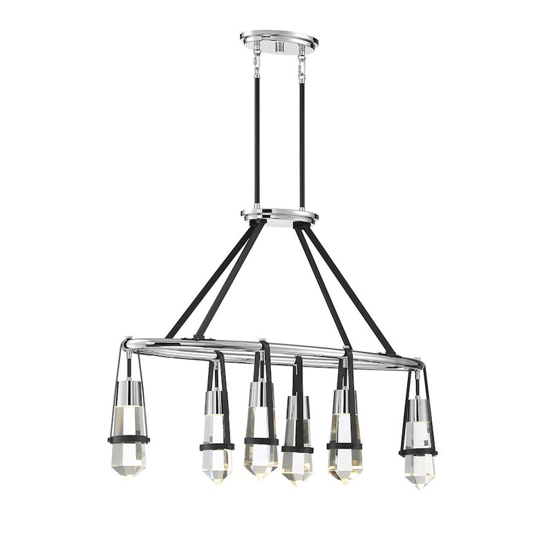 Savoy House Denali 6 Light Chandelier, Black/Chrome