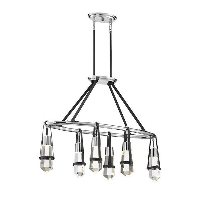 Savoy House Denali 6Lt LED Linear Chandelier, Black/ Chrome