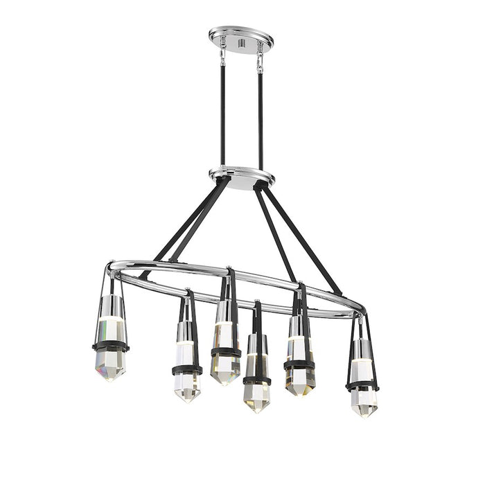 Savoy House Denali 6Lt LED Linear Chandelier, Black/ Chrome