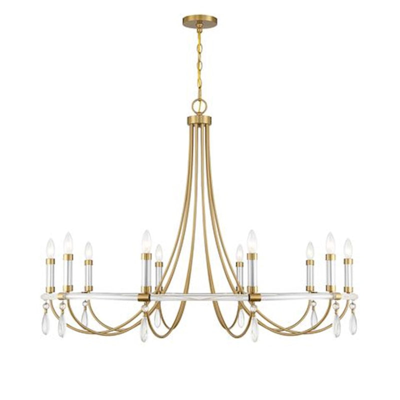 Savoy House Mayfair 10Lt Chandelier, Brass/Chrome/Clear Acrylic