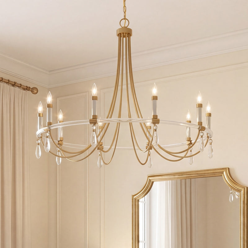 Savoy House Mayfair 10Lt Chandelier, Brass/Chrome/Clear Acrylic