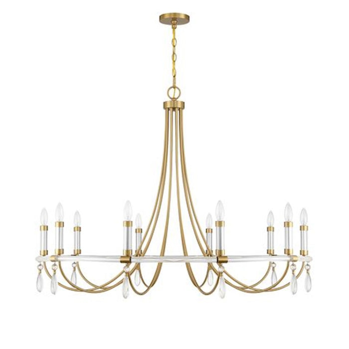 Savoy House Mayfair 10Lt Chandelier, Brass/Chrome/Clear Acrylic