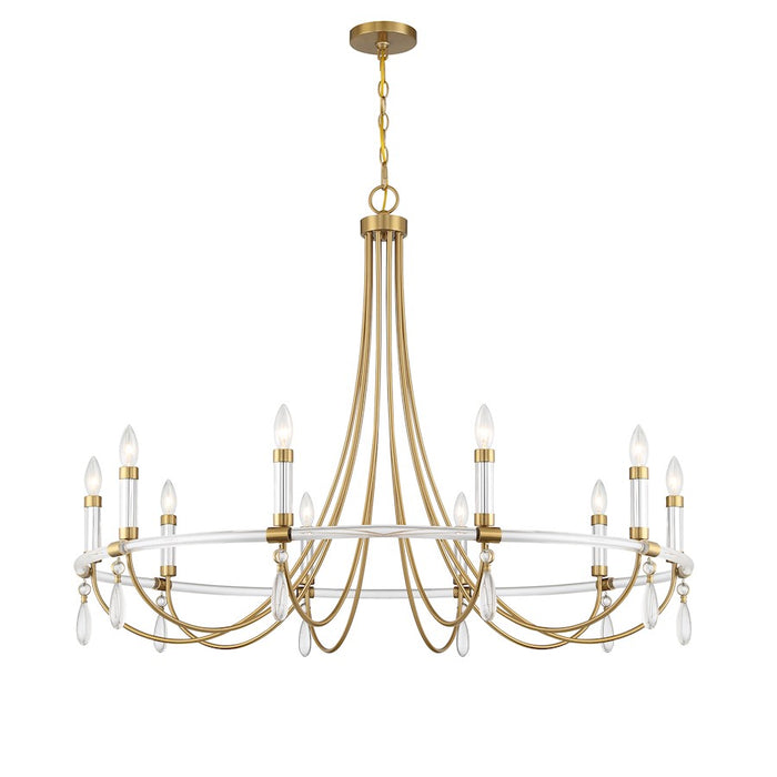 Savoy House Mayfair 10Lt Chandelier, Brass/Chrome/Clear Acrylic