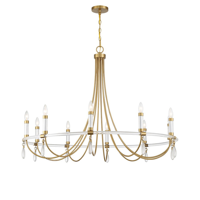 Savoy House Mayfair 10Lt Chandelier, Brass/Chrome/Clear Acrylic