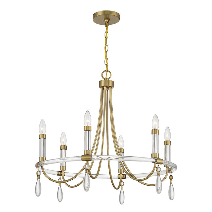 Savoy House Mayfair 6-Light Chandelier, Warm Brass/Chrome