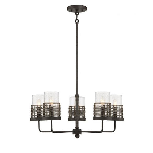 Savoy House Granada 5-Light Chandelier, Gunsmoke/Gray Rattan - 1-7778-5-181