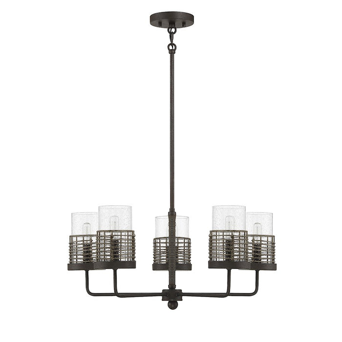 Savoy House Granada 5-Light Chandelier, Gunsmoke/Gray Rattan