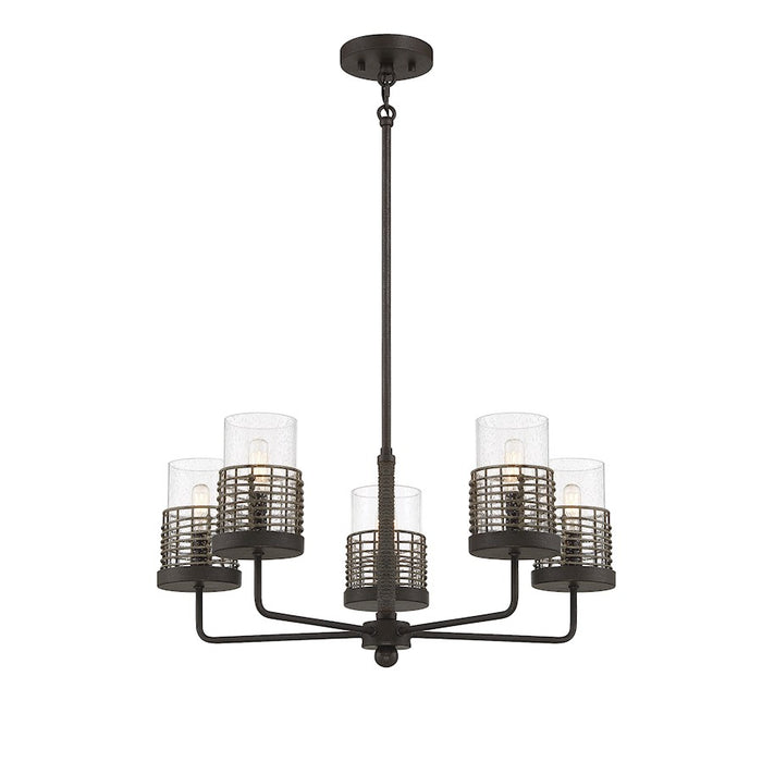 Savoy House Granada 5-Light Chandelier, Gunsmoke/Gray Rattan