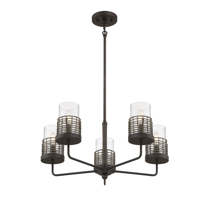 Savoy House Granada 5-Light Chandelier, Gunsmoke/Gray Rattan