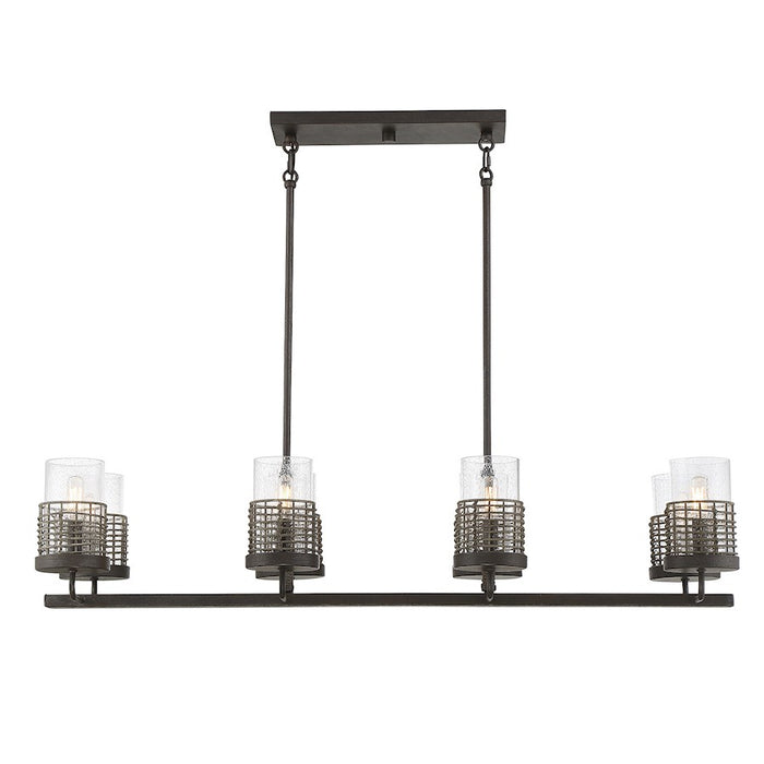 Savoy House Granada 8Lt Linear Chandelier, Gunsmoke/Gray Rattan