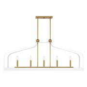 Savoy House Sheffield 5Lt Linear Chandelier, White/Brass Accents - 1-7804-5-142