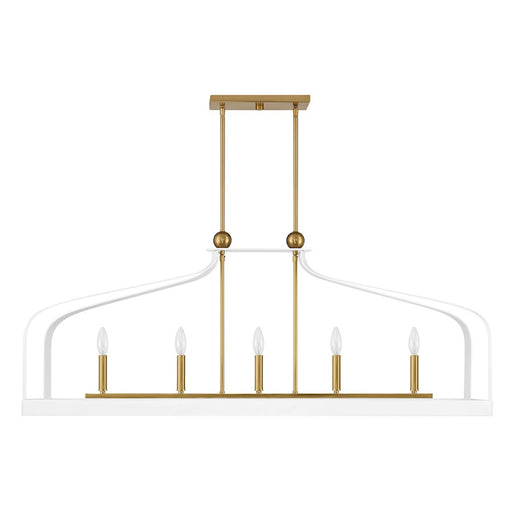 Savoy House Sheffield 5Lt Linear Chandelier, White/Brass