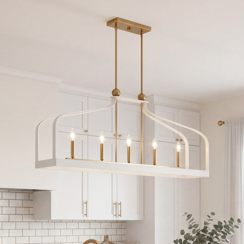 Savoy House Sheffield 5Lt Linear Chandelier, White/Brass Accents