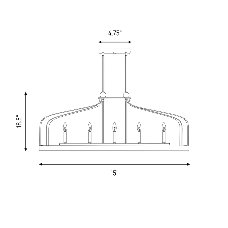 Savoy House Sheffield 5Lt Linear Chandelier, White/Brass Accents