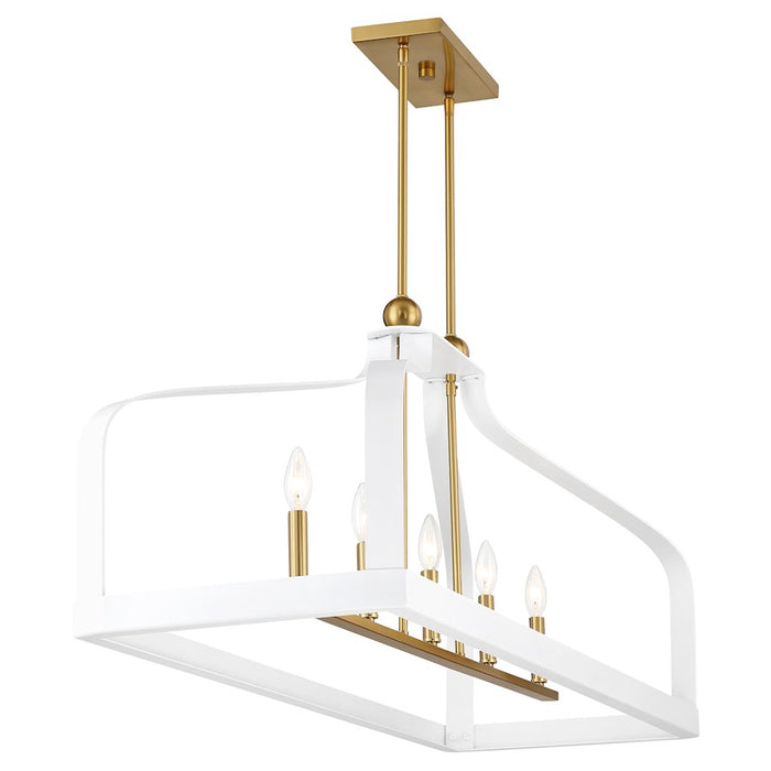 Savoy House Sheffield 5Lt Linear Chandelier, White/Brass Accents