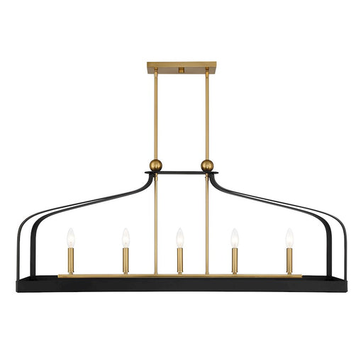 Savoy House Sheffield 5Lt Linear Chandelier, Black/Brass Accents - 1-7804-5-143