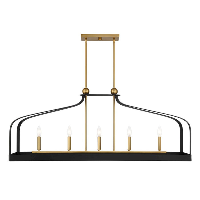 Savoy House Sheffield 5Lt Linear Chandelier, Black/Brass Accents - 1-7804-5-143