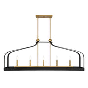 Savoy House Sheffield 5Lt Linear Chandelier, Black/Brass - 1-7804-5-143