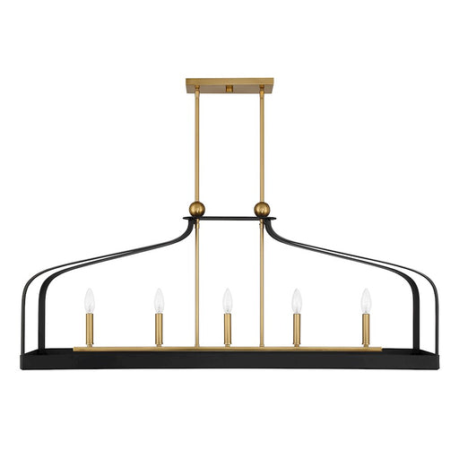 Savoy House Sheffield 5Lt Linear Chandelier, Black/Brass Accents