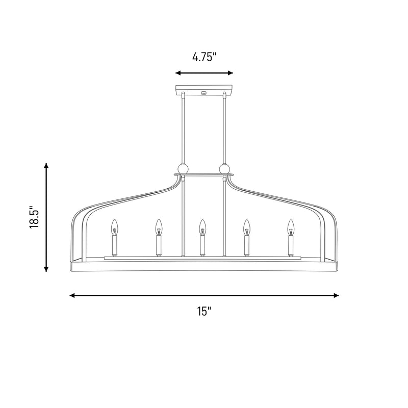 Savoy House Sheffield 5Lt Linear Chandelier, Black/Brass Accents