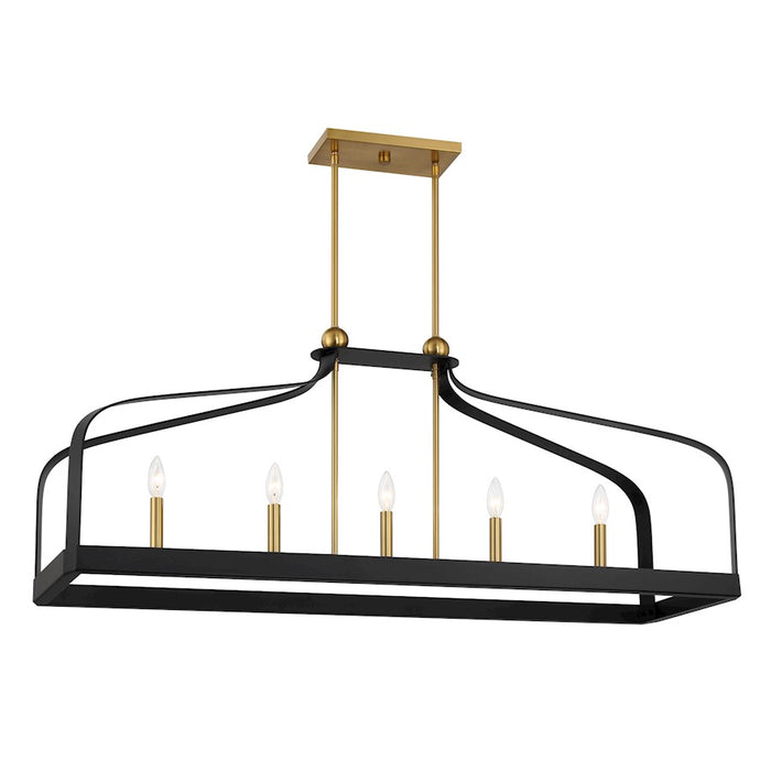 Savoy House Sheffield 5Lt Linear Chandelier, Black/Brass