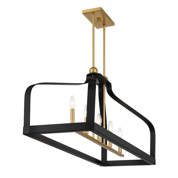 Savoy House Sheffield 5Lt Linear Chandelier, Black/Brass Accents