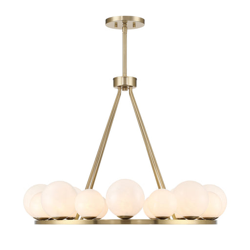 Savoy House Loudon 30in 16-Light Chandelier | Artisanal Modern Noble Brass Metal and Strie Glass | Dining Room & Foyer | 30 x 30 | Model 1-7999-16-127