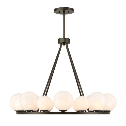 Savoy House Loudon 30in 16-Light Chandelier | Artisanal Modern Mediterranean Bronze Metal and Strie Glass | Dining Room & Living Room | Model 1-7999-16-15