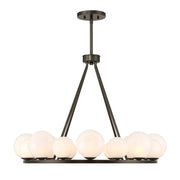Savoy House Loudon 30in 16-Light Chandelier | Artisanal Modern Mediterranean Bronze Metal and Strie Glass | Dining Room & Living Room | Model 1-7999-16-15