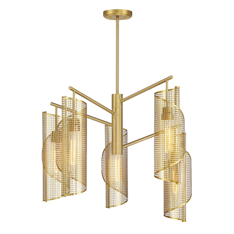 Savoy Essentials Hillbourne 5 Light Chandelier, Warm Brass
