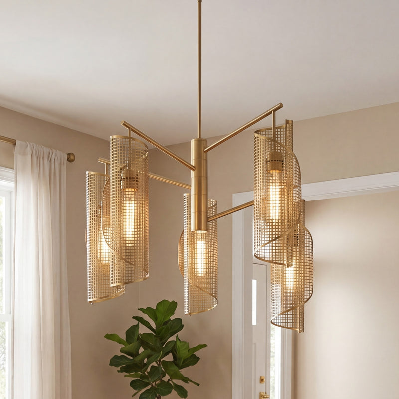 Savoy Essentials Hillbourne 5 Light Chandelier, Warm Brass