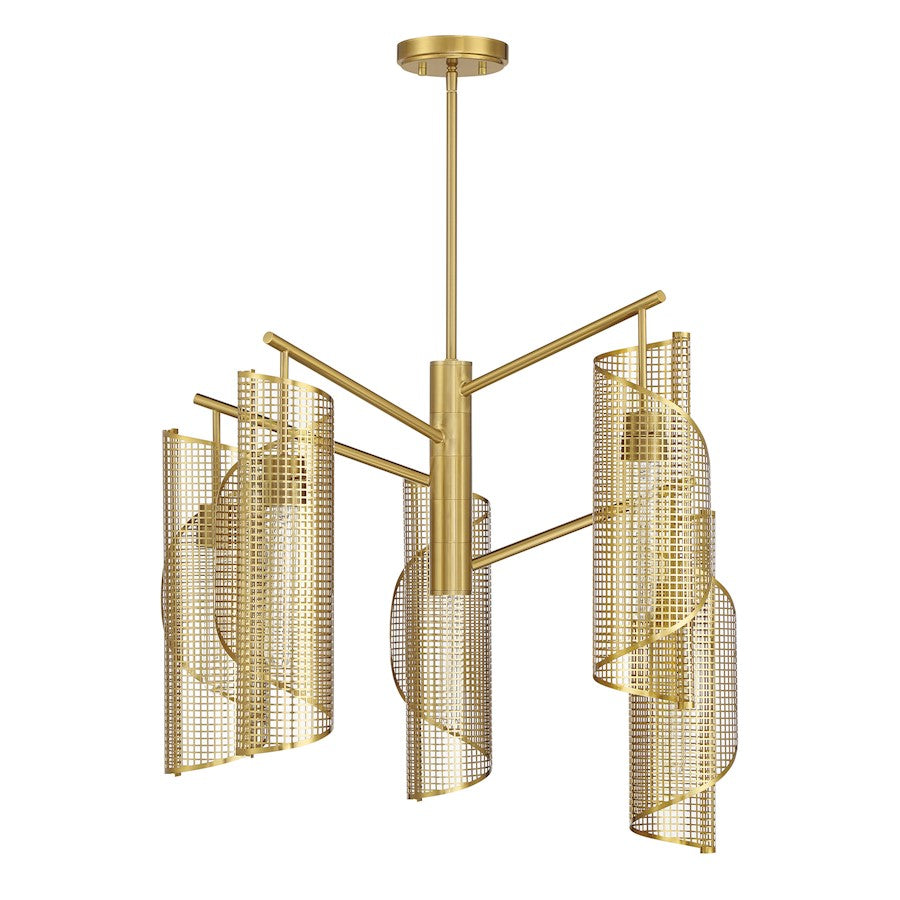 Savoy Essentials Hillbourne 5 Light Chandelier, Warm Brass
