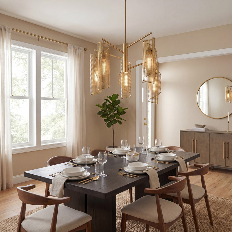 Savoy Essentials Hillbourne 5 Light Chandelier, Warm Brass