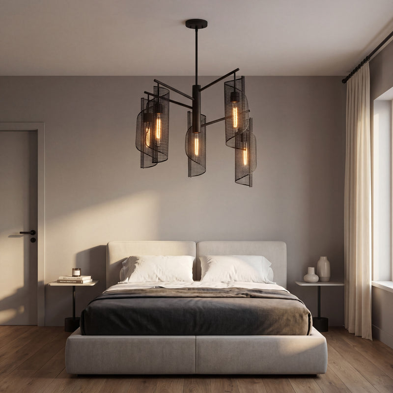 Savoy Essentials Hillbourne 5 Light Chandelier, Matte Black