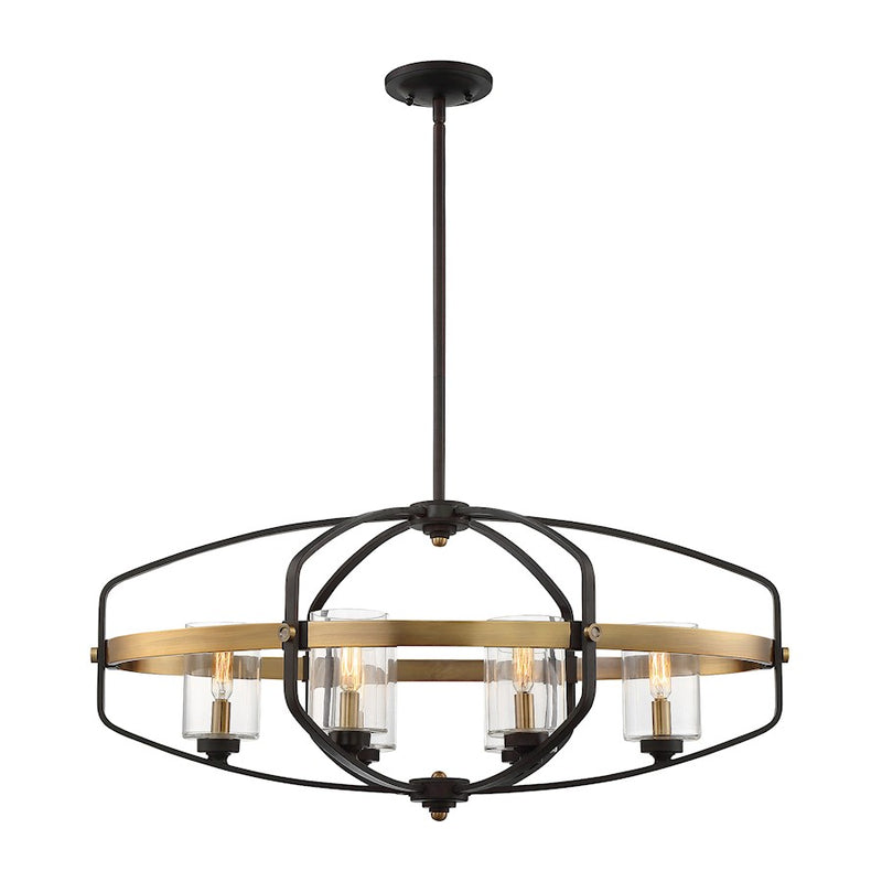 Savoy House Kirkland 6Lt Linear Chandelier, English Bronze/Brass
