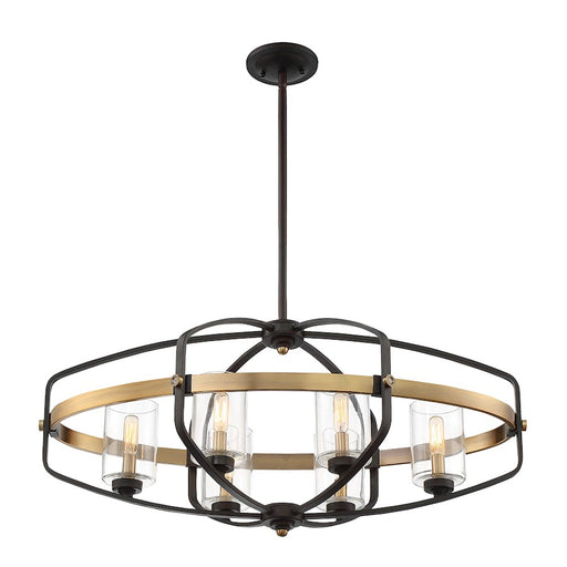 Savoy House Kirkland 6Lt Linear Chandelier, English Bronze/Brass