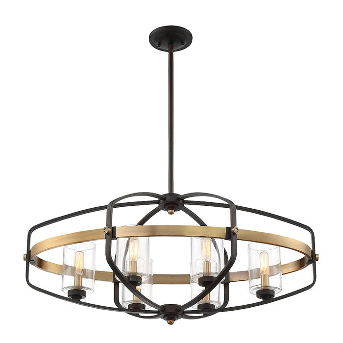 Savoy House Kirkland 6Lt Linear Chandelier, English Bronze/Brass