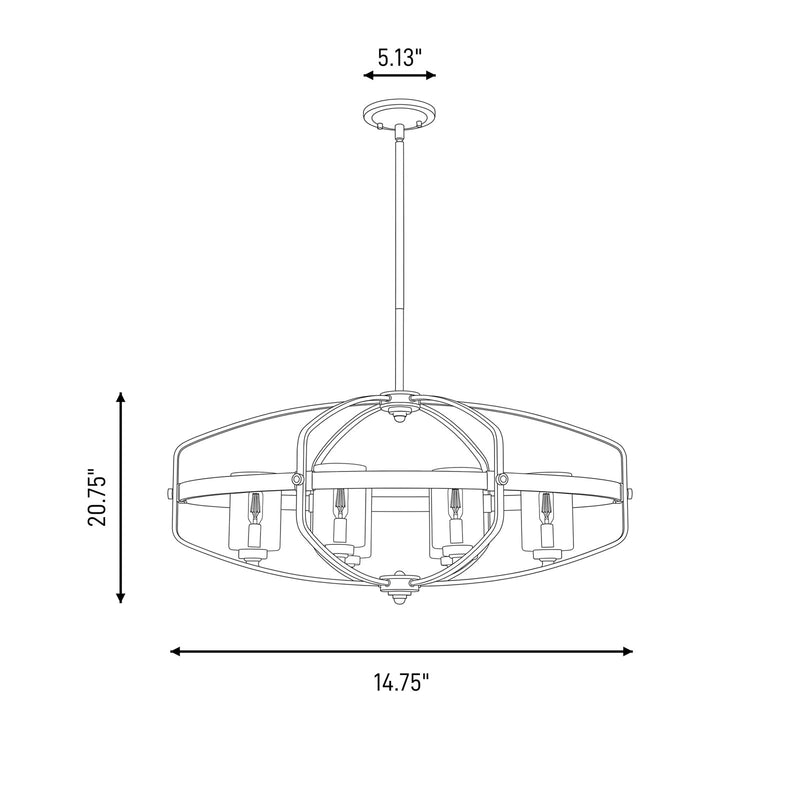 Savoy House Kirkland 6Lt Linear Chandelier, English Bronze/Brass