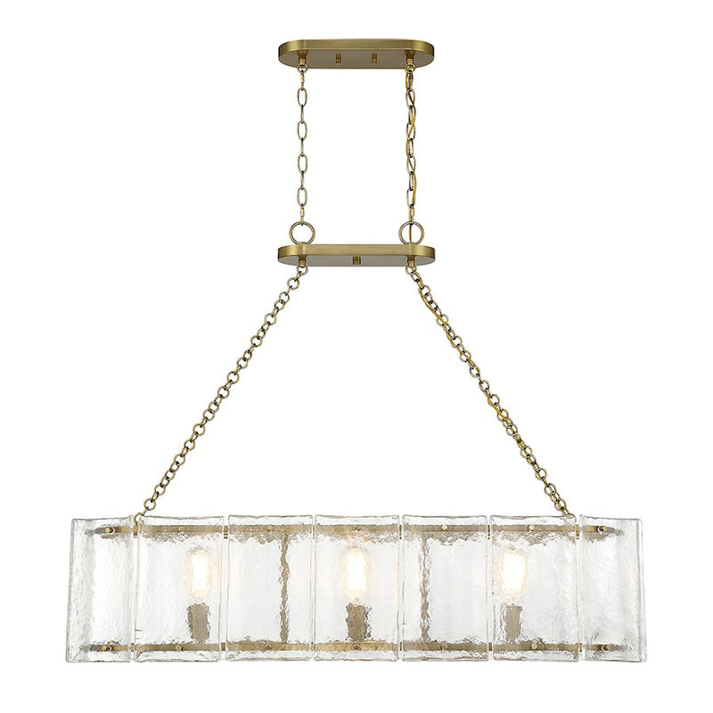 Savoy House Genry 3-Light Linear Chandelier, Warm Brass