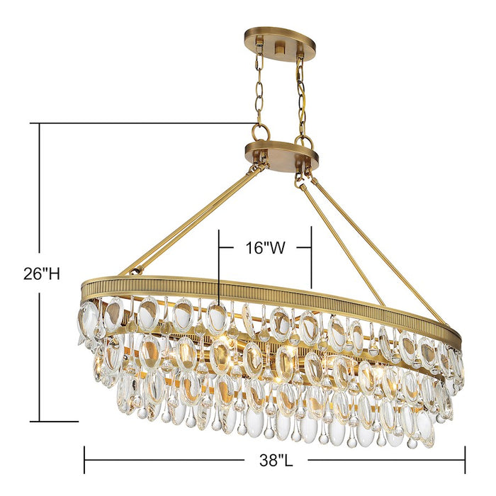 Savoy House Windham 8-Light Linear Chandelier, Warm Brass