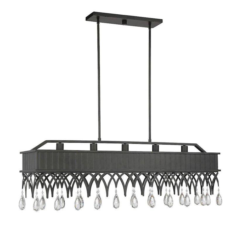 Savoy House Lenoir 5 Light Linear Chandelier, Olde Gray