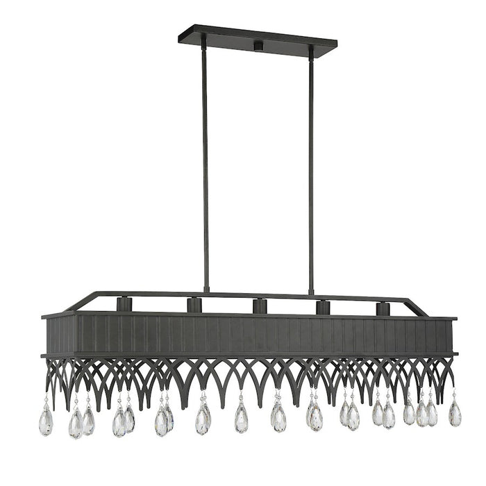 Savoy House Lenoir 5 Light Linear Chandelier, Olde Gray