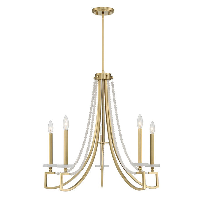 Savoy House Helen Chandelier, Warm Brass/Frosted