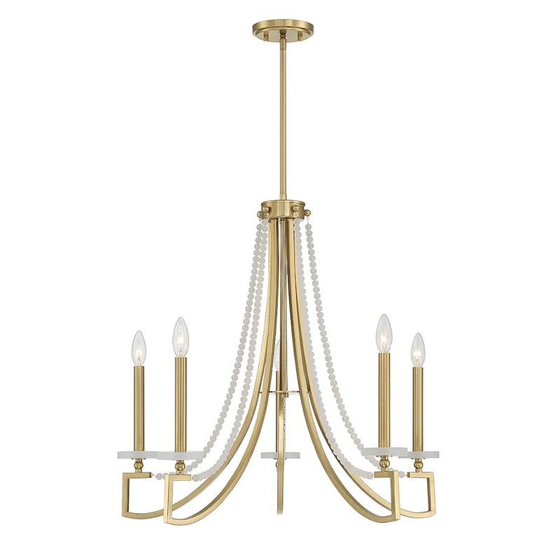 Savoy House Helen Chandelier, Warm Brass/Frosted