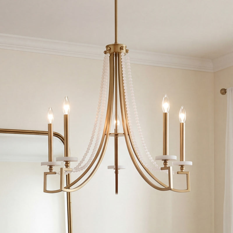 Savoy House Helen Chandelier, Warm Brass/Frosted