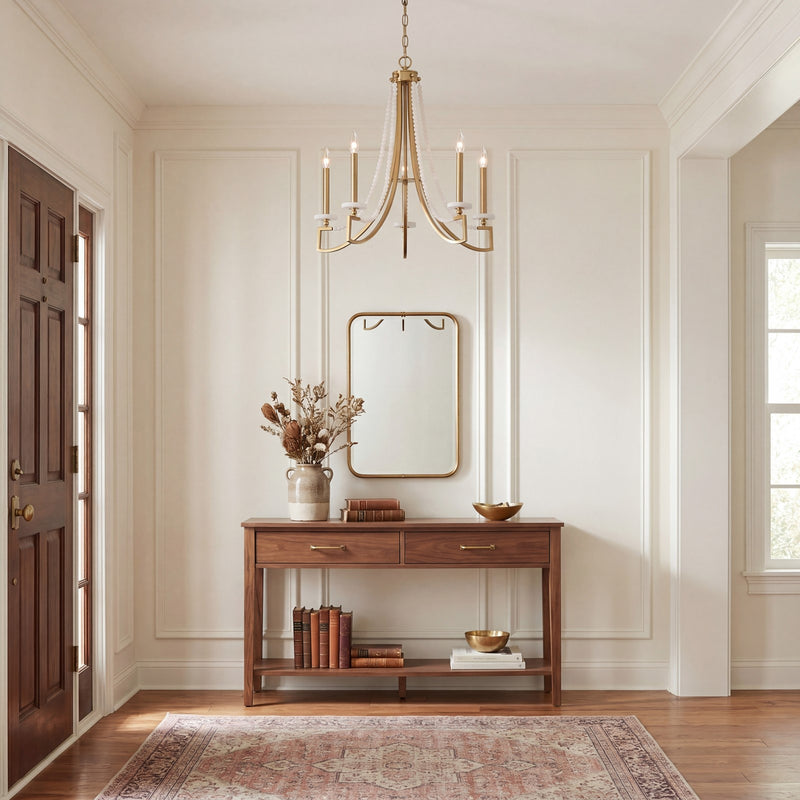 Savoy House Helen Chandelier, Warm Brass/Frosted