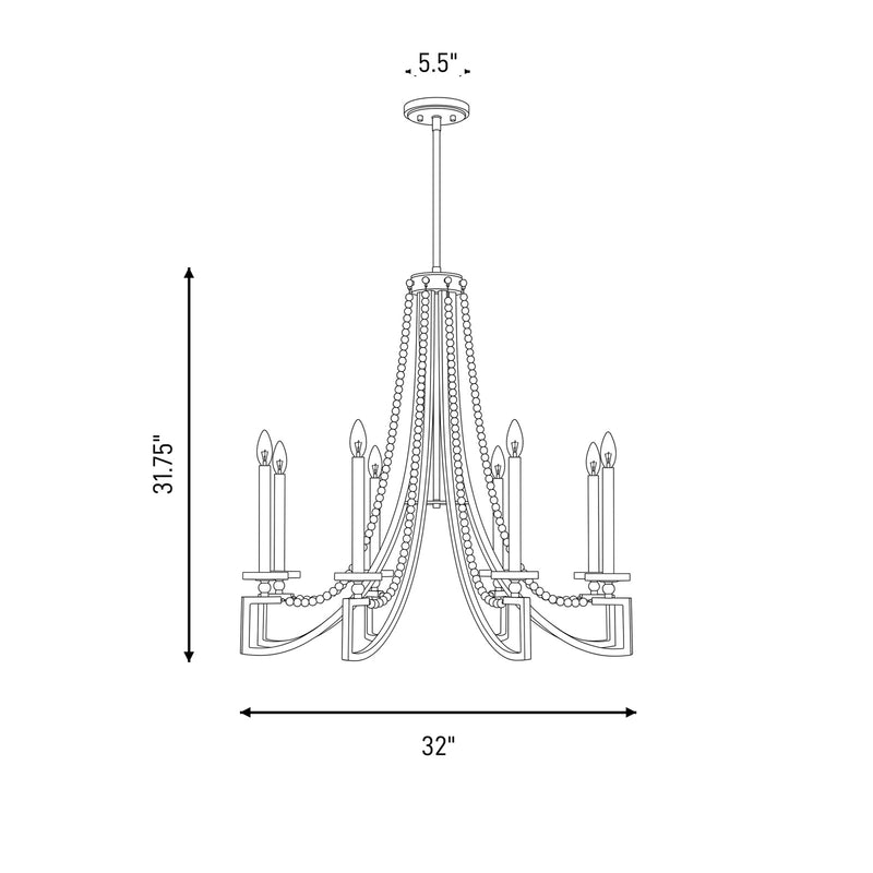 Savoy House Helen Chandelier, Warm Brass/Frosted
