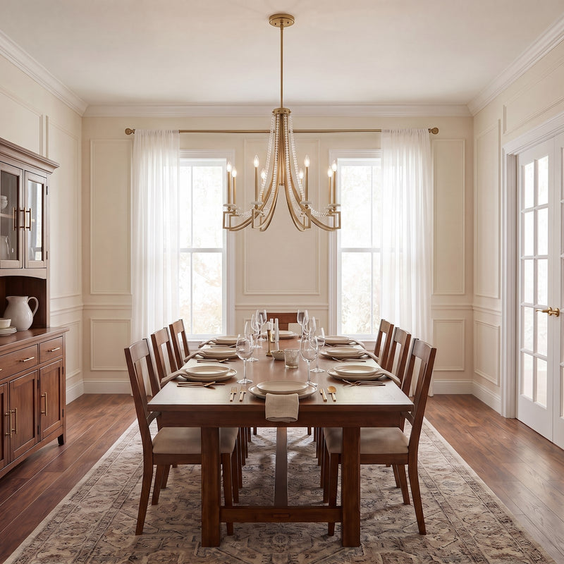 Savoy House Helen Chandelier, Warm Brass/Frosted