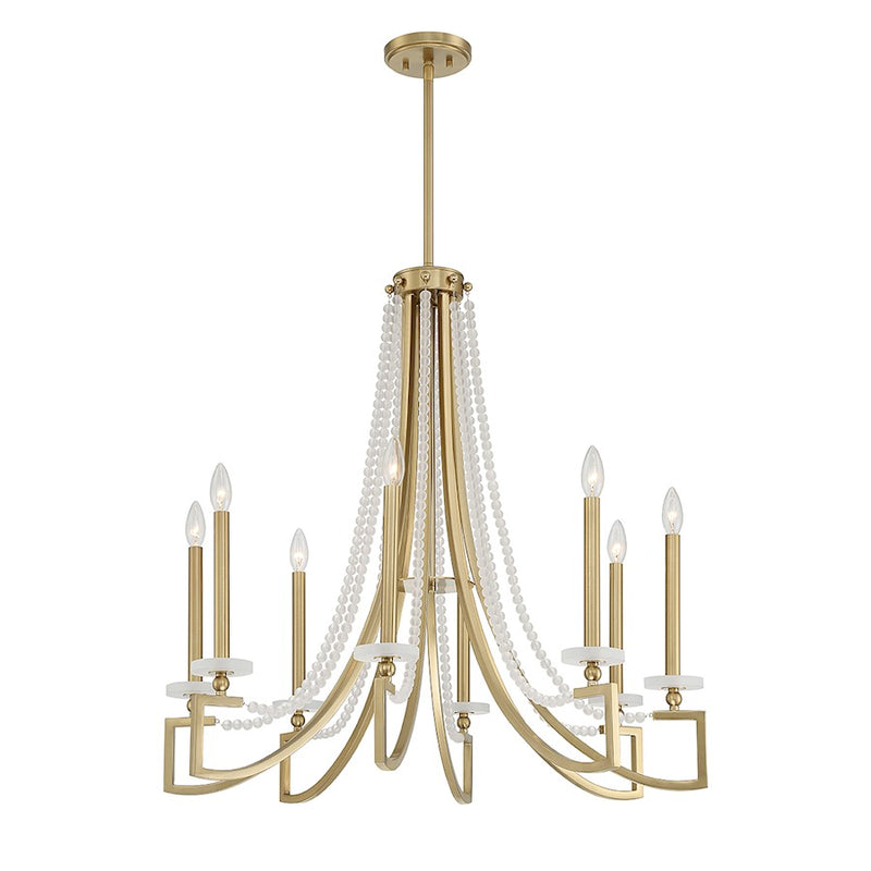 Savoy House Helen Chandelier, Warm Brass/Frosted